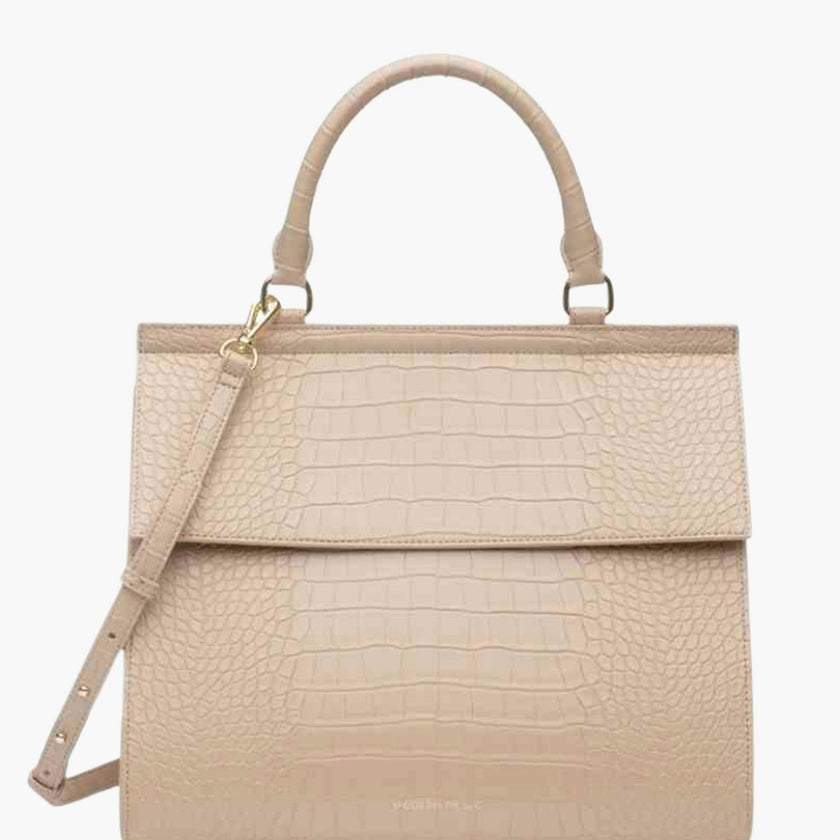 Large, Insulated, Chic Lunchbox, Cream Croc