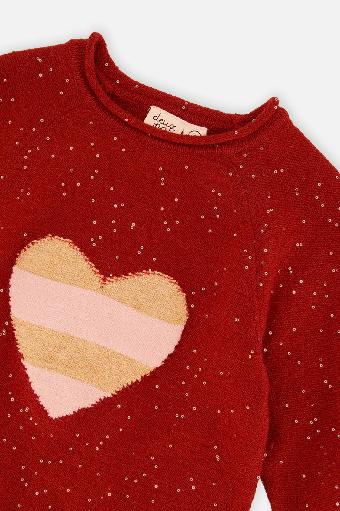 3/4 Sleeve Knitted Sweater Red