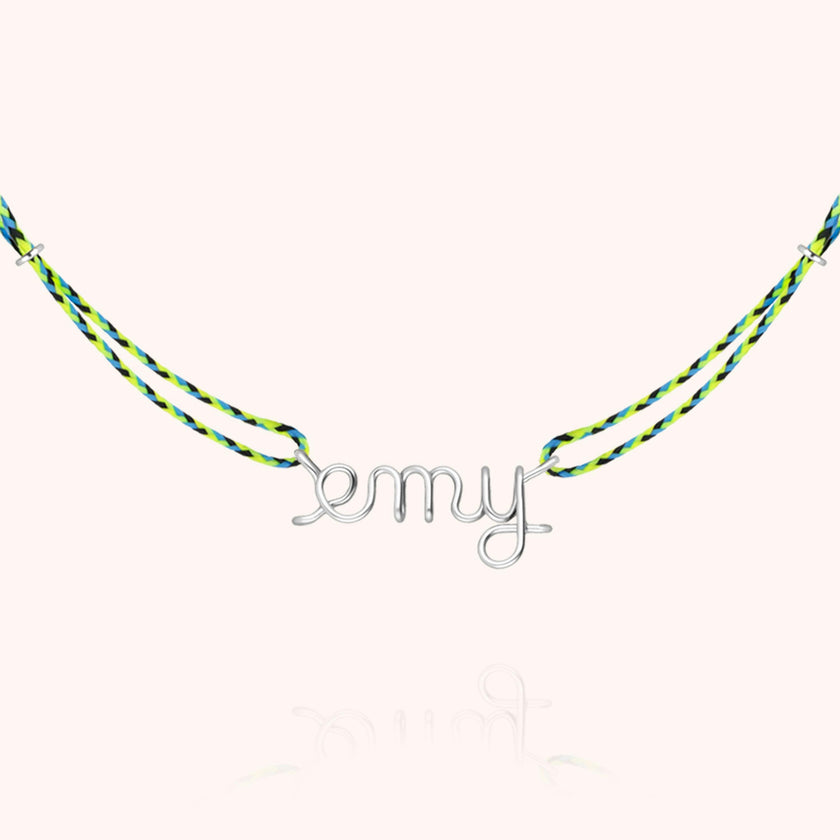 Women's Personalized Slim Knot Cord Necklace, Silver 925