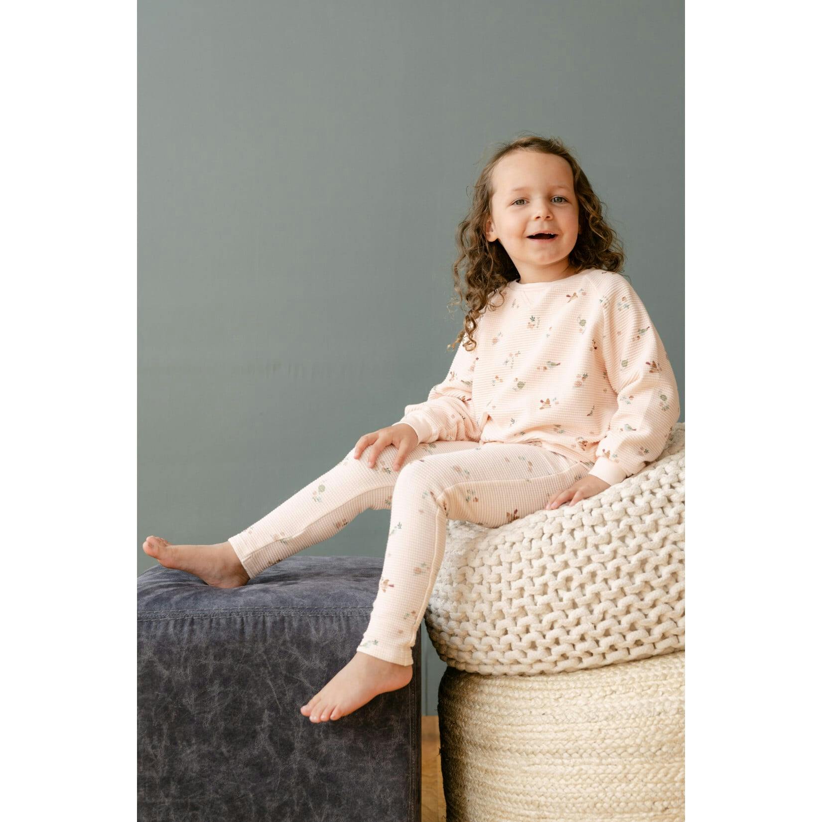 Organic Cotton Waffle Long Sleeve Tee in Birds