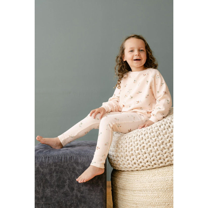 Organic Cotton Waffle Legging in Birds