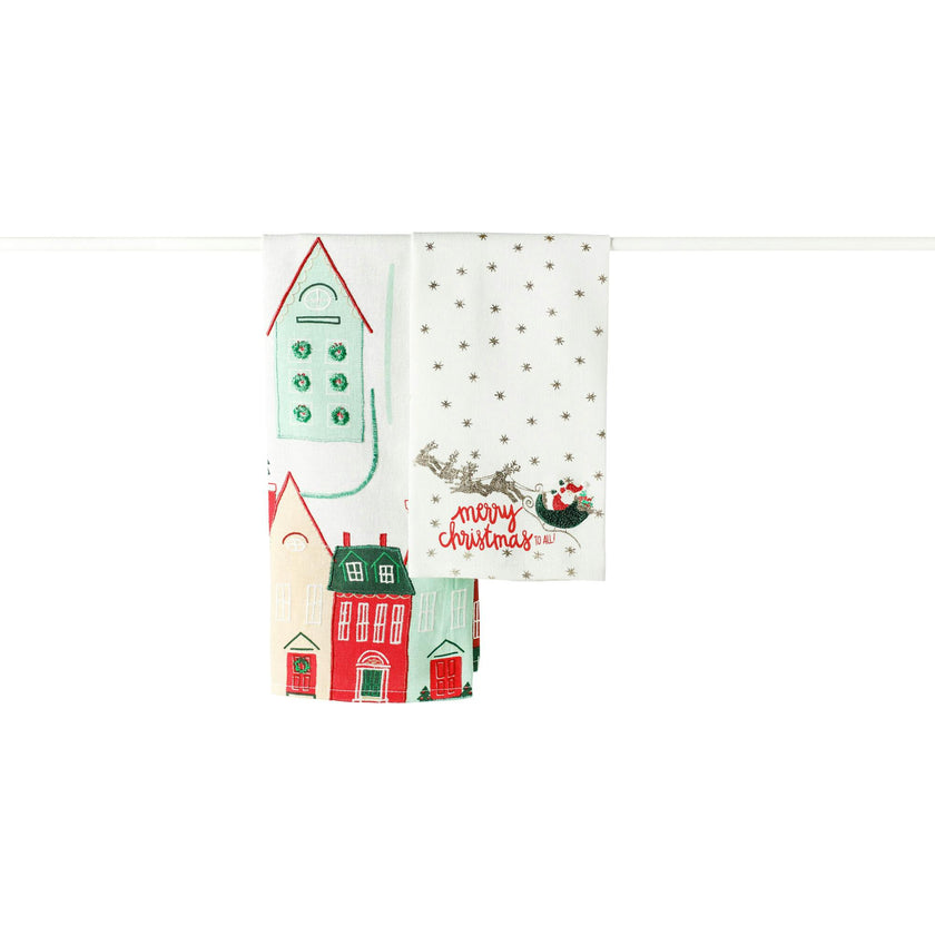 Christmas in the Village Santa Hand Towels
