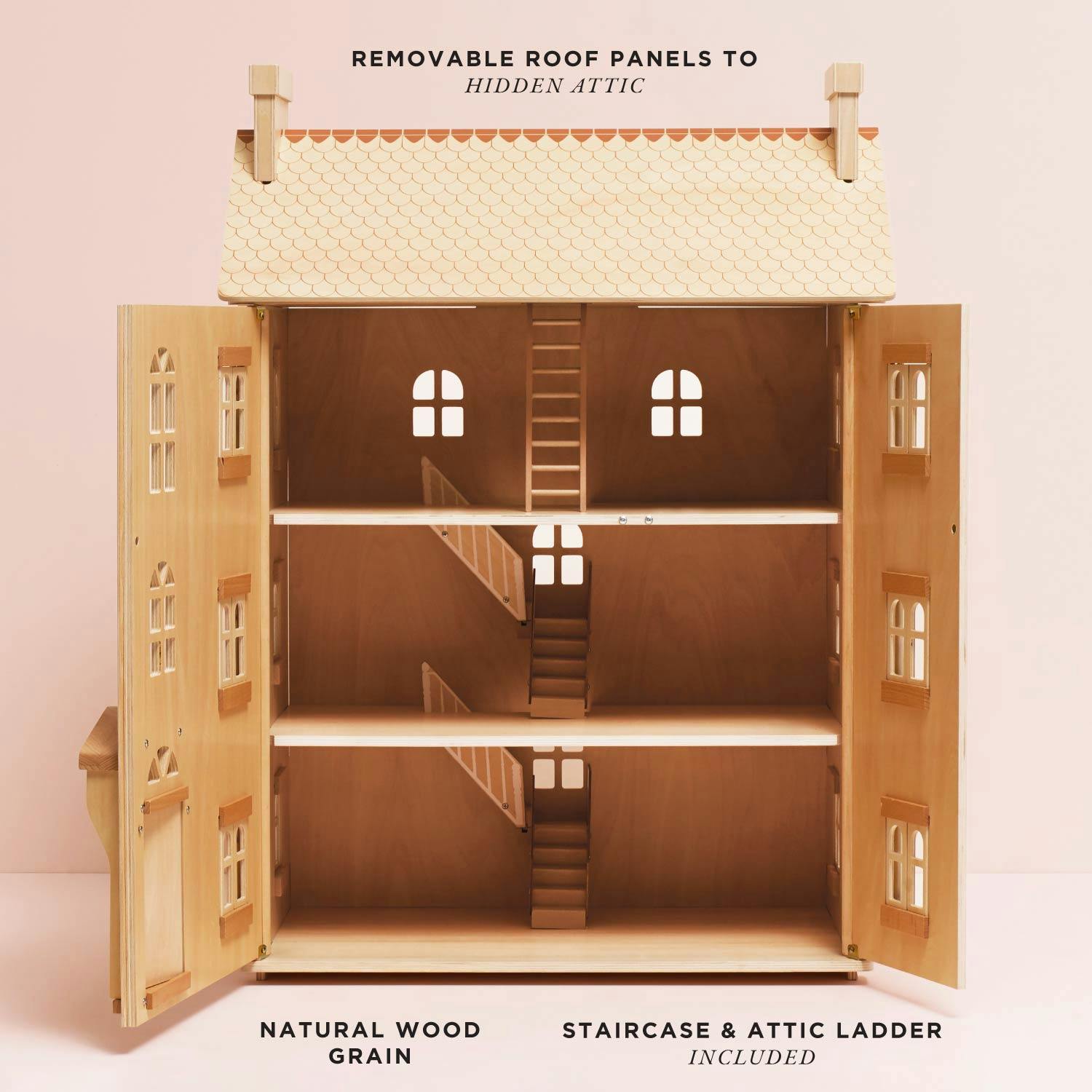 Grand Natural Wood Dolls House