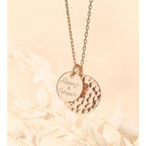 Personalized Hammered Double Disc Necklace, 18k Rose Gold Plated