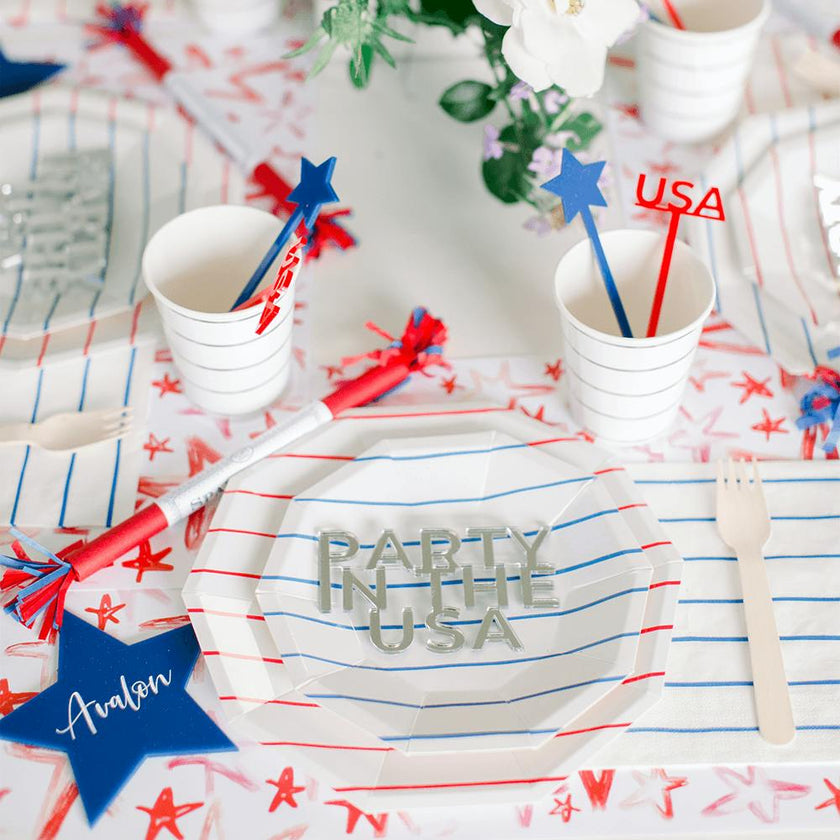 Candy Apple Frenchie Striped Large Plates