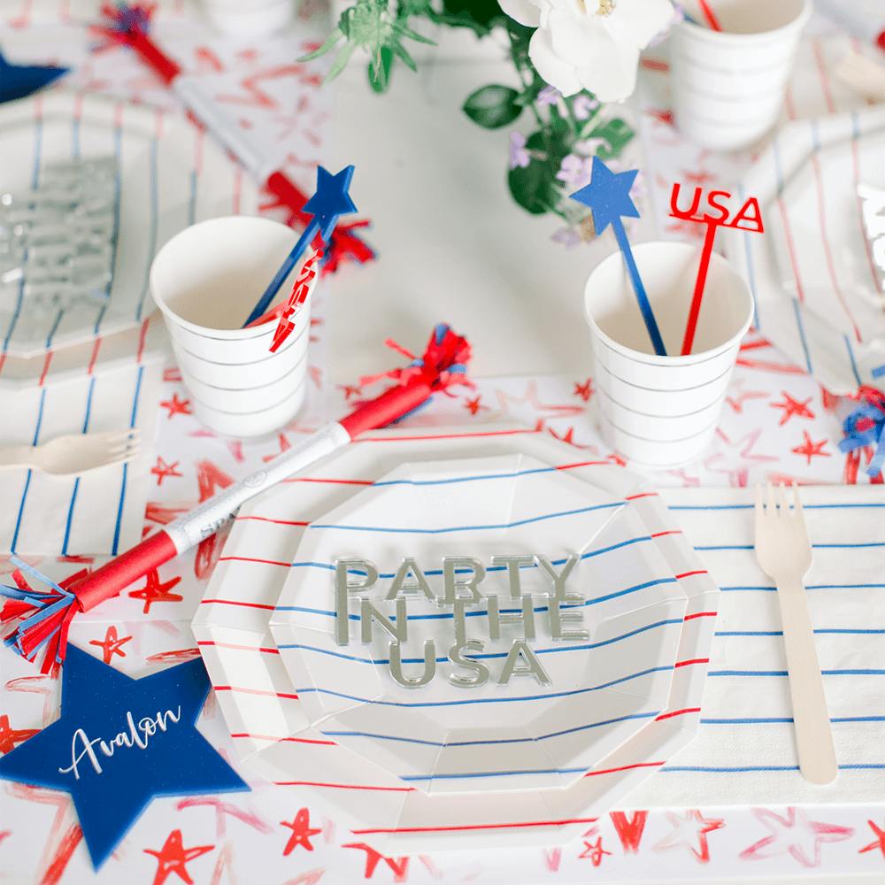 Candy Apple Frenchie Striped Large Plates