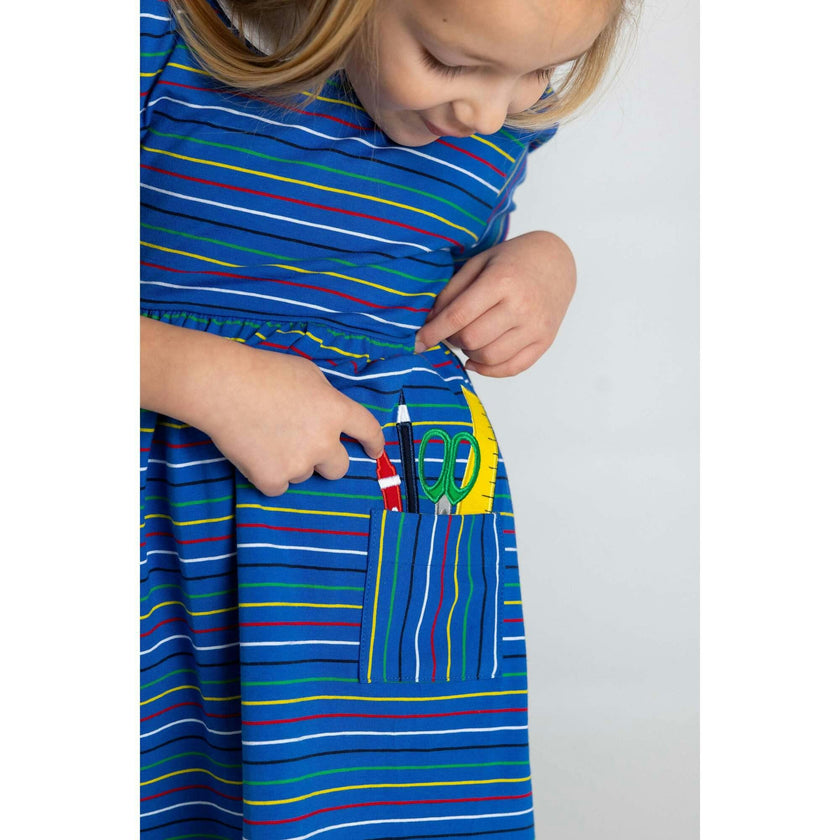 Stripe Knit Dress With School Supplies
