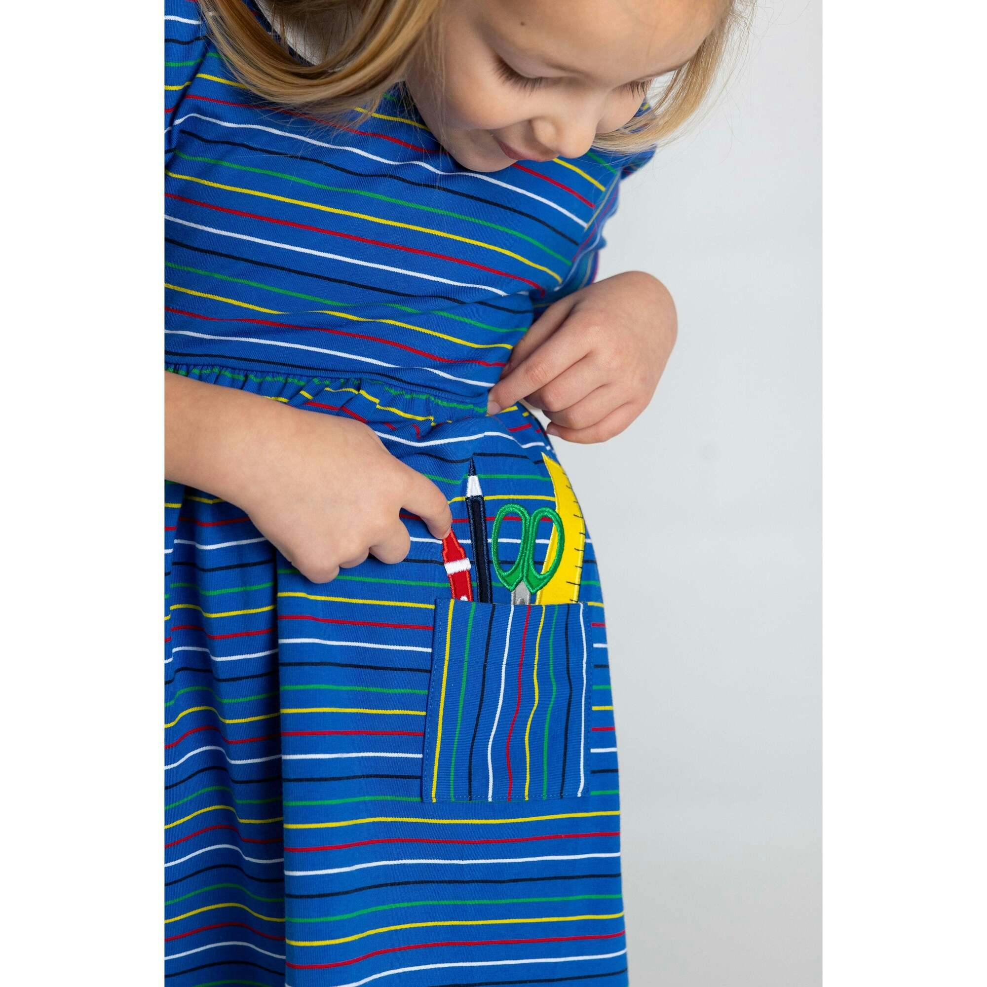 Stripe Knit Dress With School Supplies