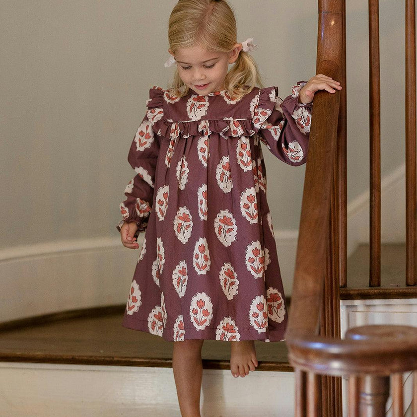 Britta Dress in Intaglio Maroon