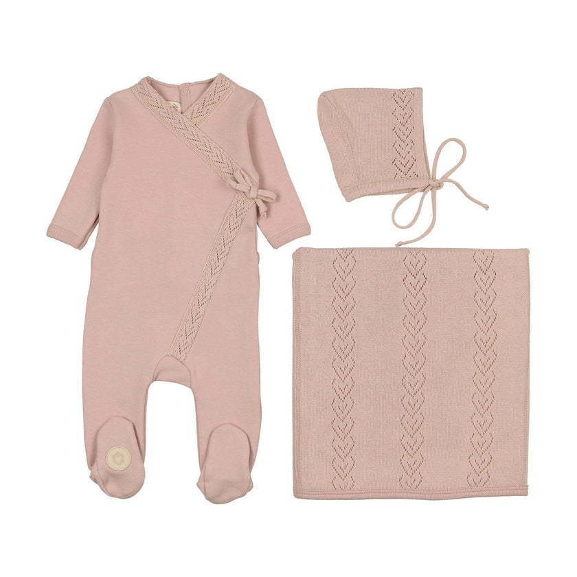Knit Twist Layette Set Rose Smoke