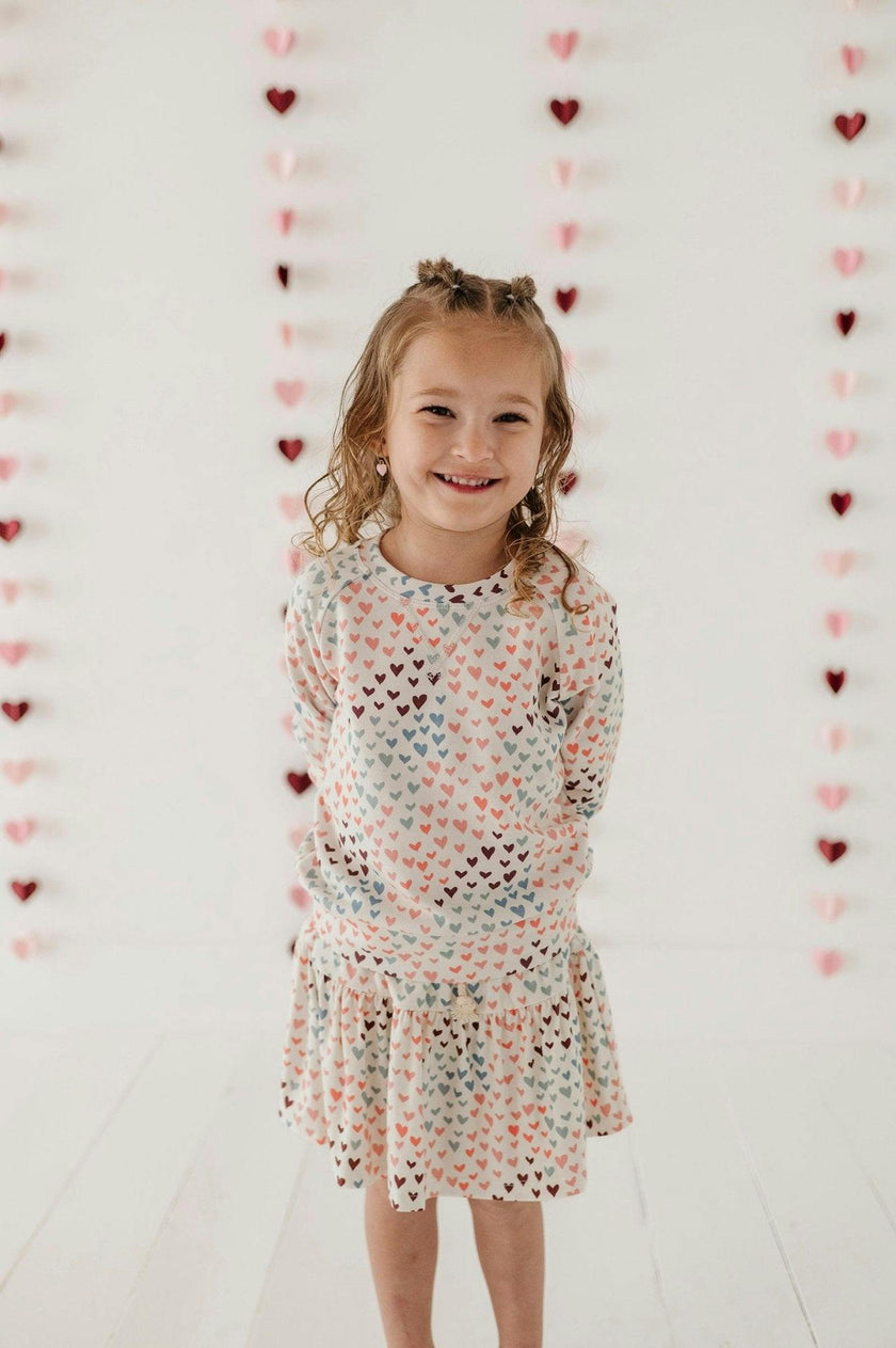 Girls Raglan Sweatshirt in Cherry Hearts