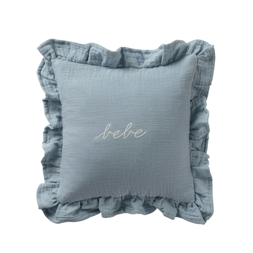 Blue Gauze Bebe Ruffle Accent Pillow
