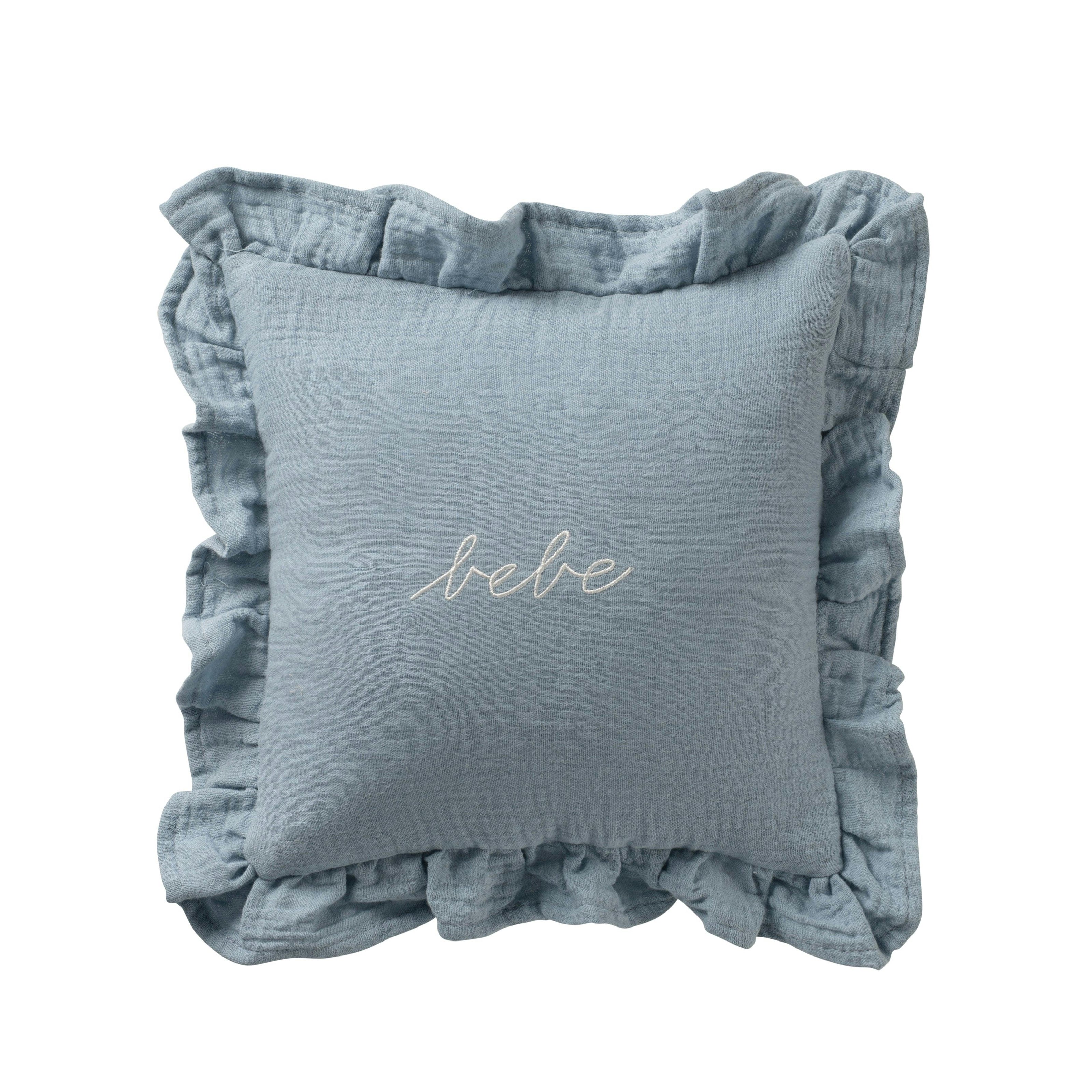 Blue Gauze Bebe Ruffle Accent Pillow
