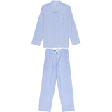 Women's Braddock Classic Long PJ Set - Blue Stripe Organic Cotton Poplin