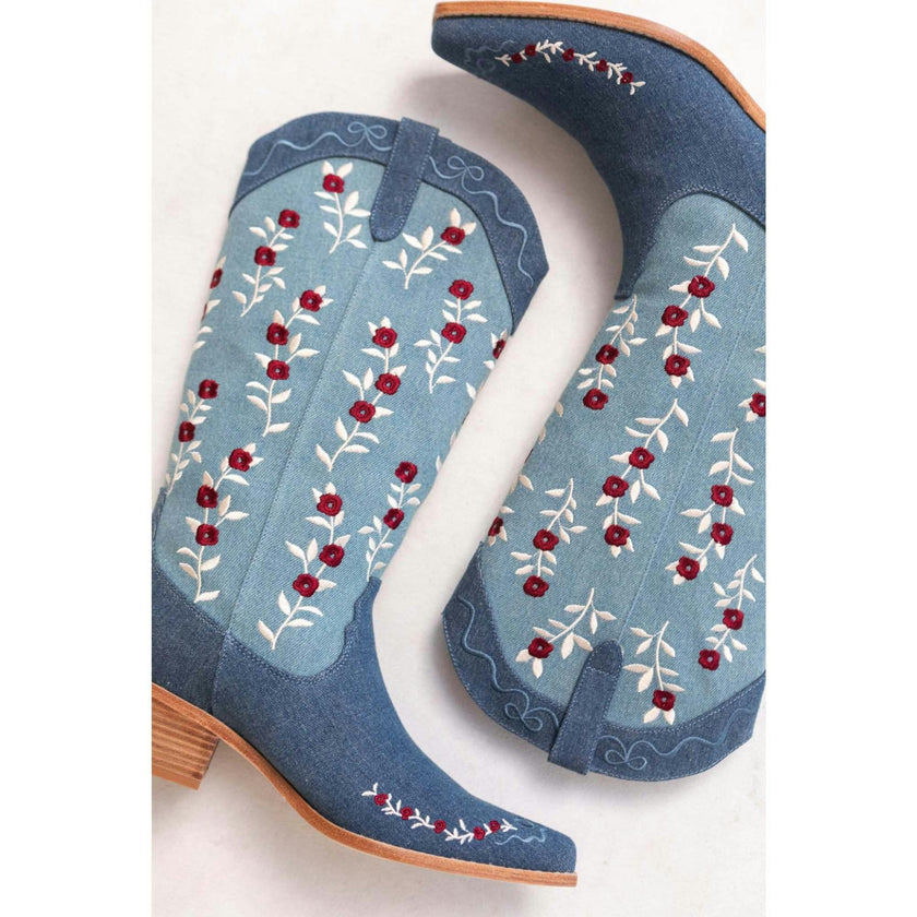 Rosemary Cowgirl Boots in Denim
