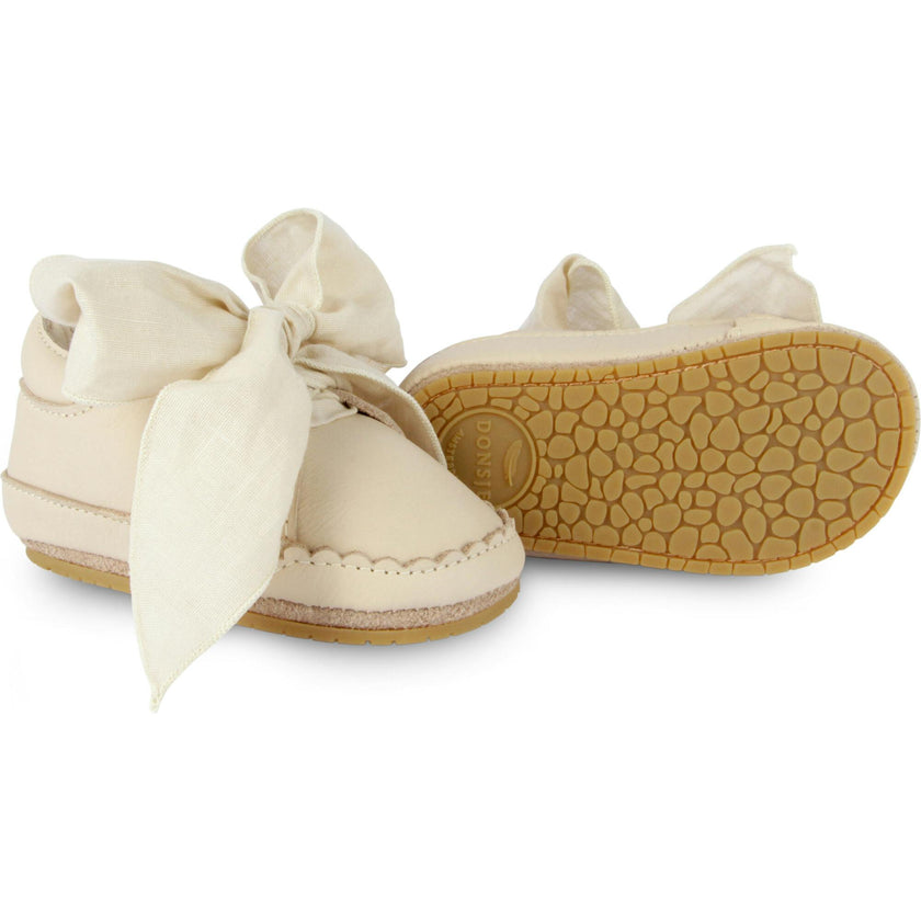 Lonny Chiffon Bow Small Wavy Edge Leather Shoes