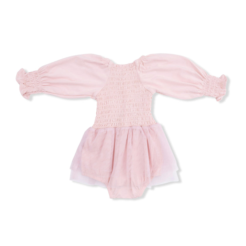 Solid Lotus - Long Sleeve Smocked Bubble with Tutu