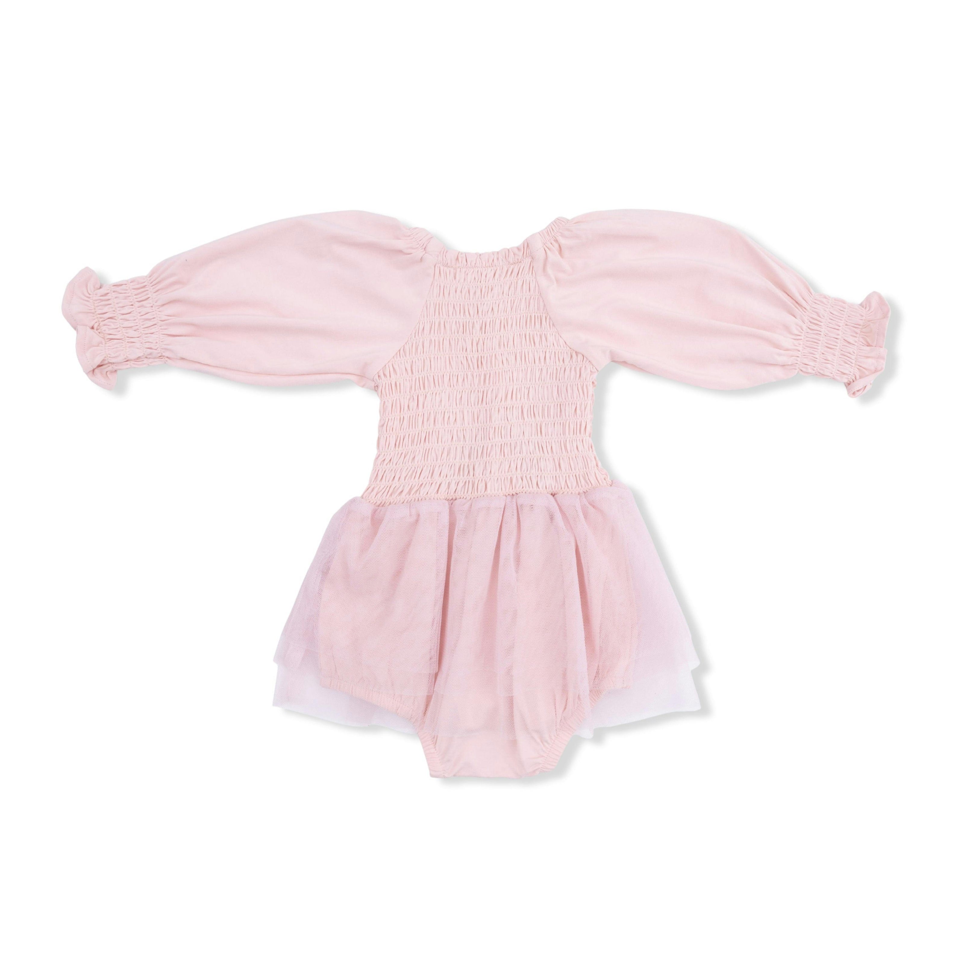 Solid Lotus - Long Sleeve Smocked Bubble with Tutu