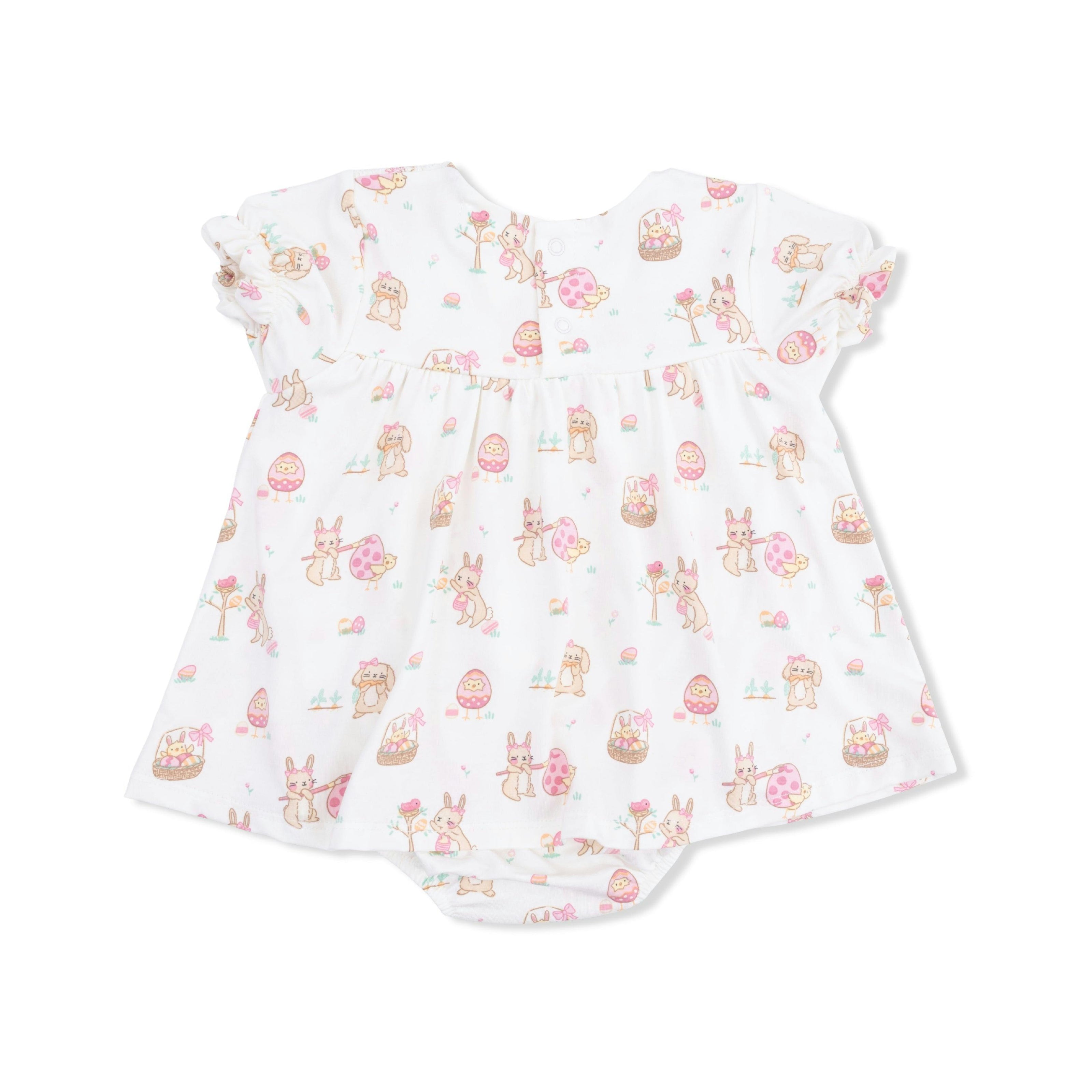 Easter Egg Hunt Pink - Smocked Ruffle Bubble with Skirt