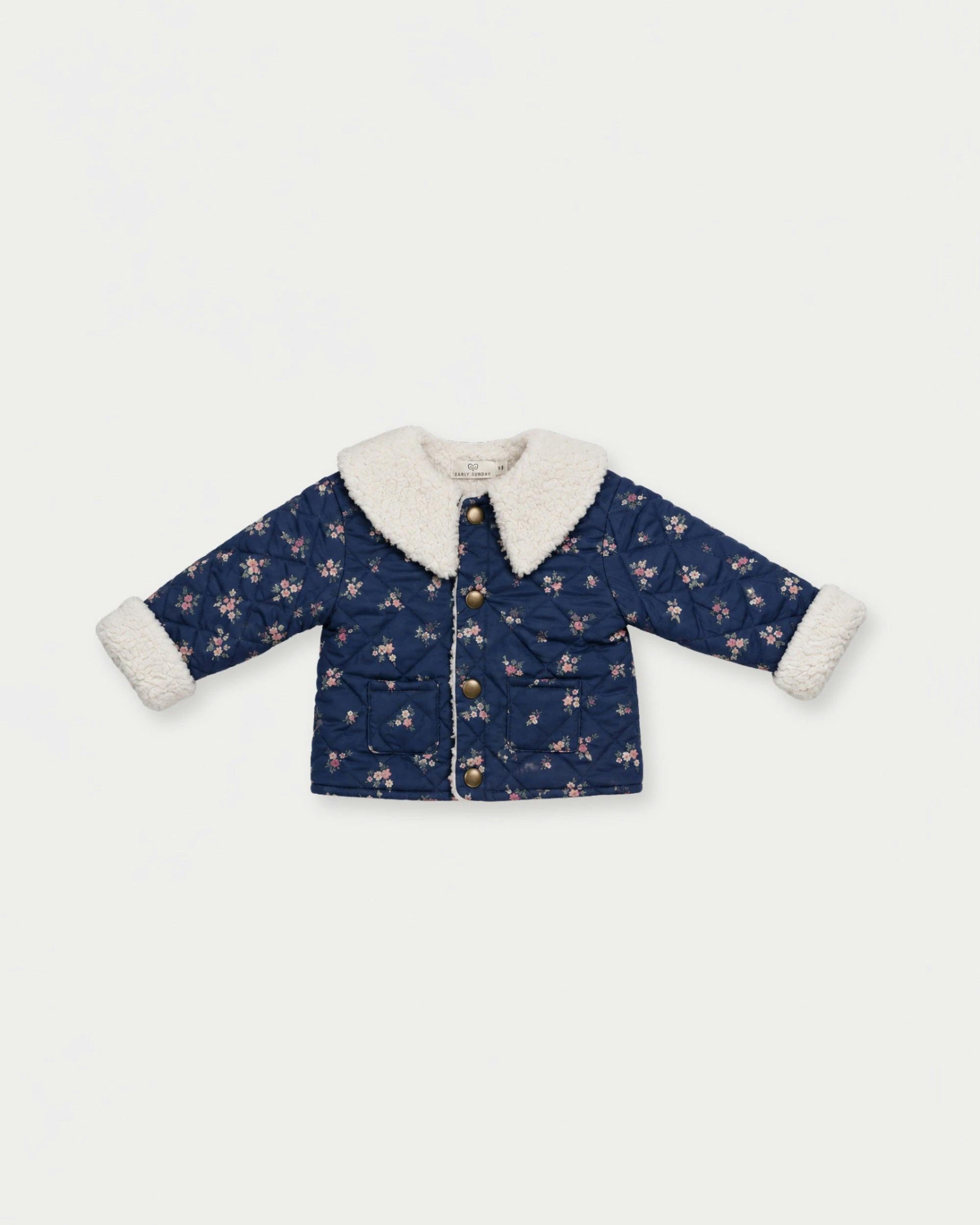 Molly Baby Quilted Jacket - Ditsy Bouquet Navy