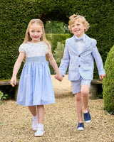Willow Rose Hand Smocked Dress in Cornflower