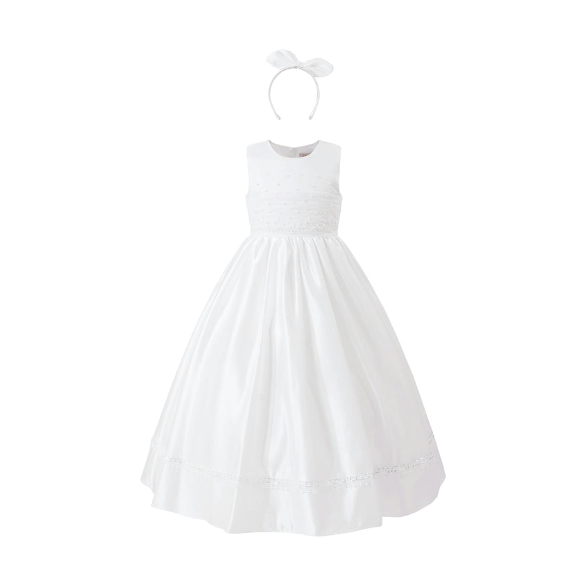White Sylvarra Sleeveless Formal Dress with Headband