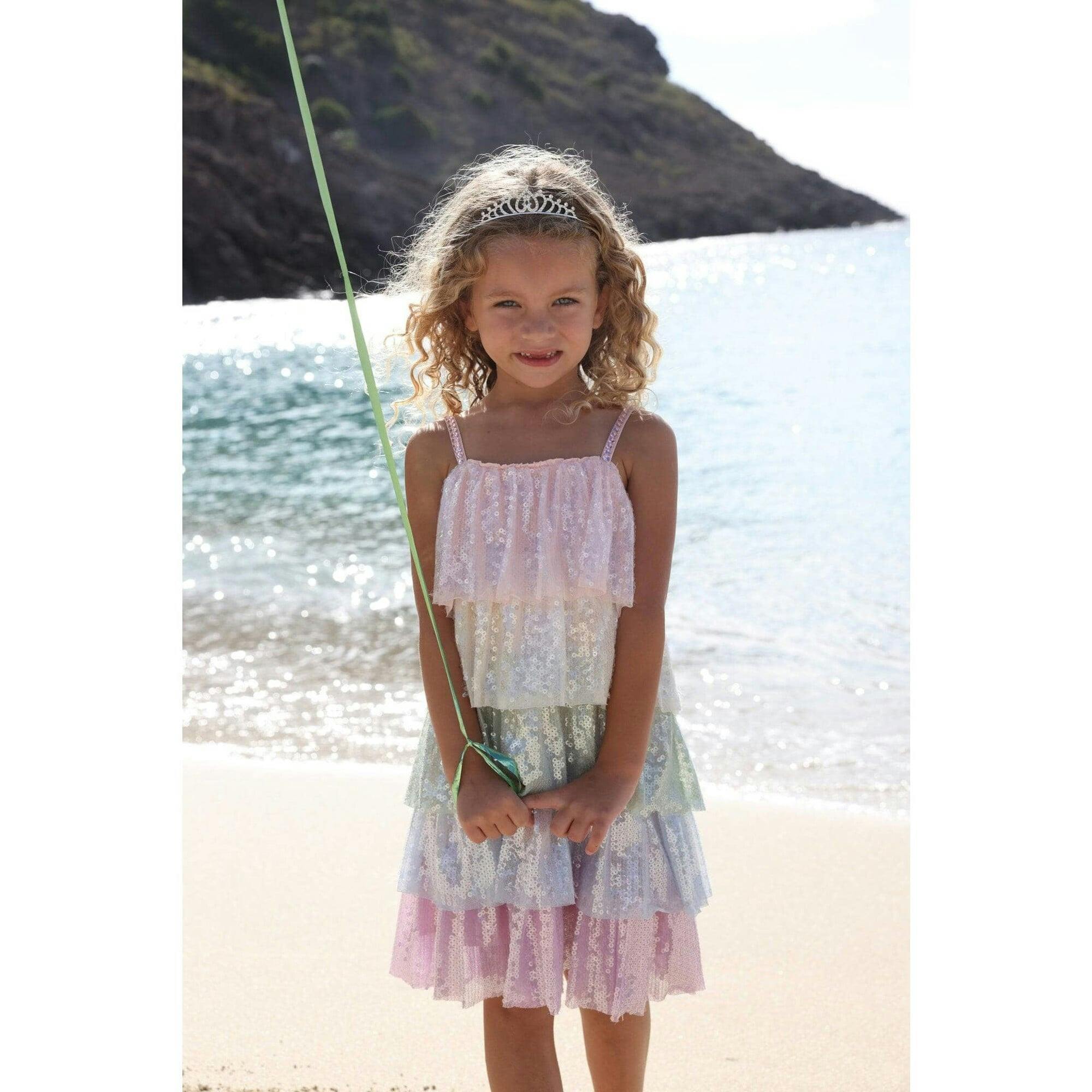 Rainbow Sequin Tiered Dress