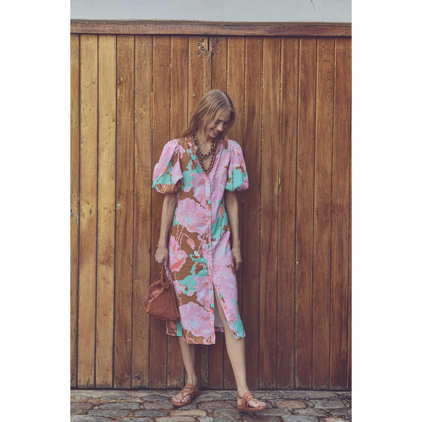 Bubble Linen Dress - Aquarela