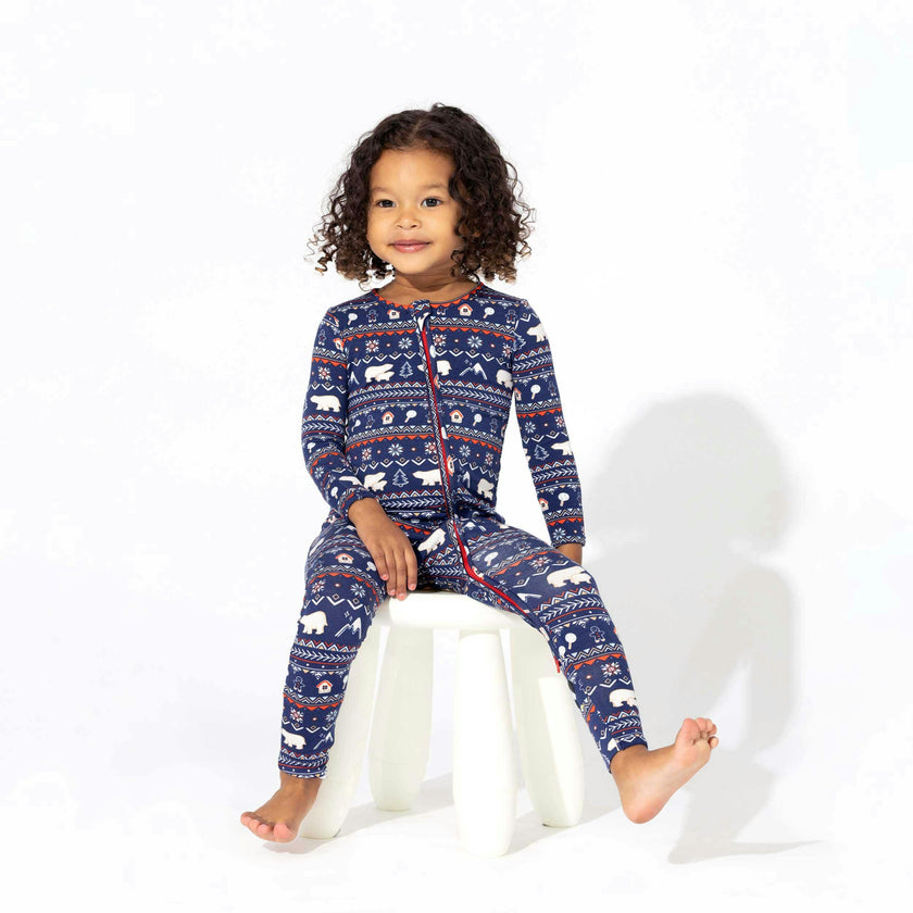 Polar Isle Blue Bamboo Convertible Footie