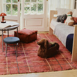 Washable Rug Tartan Vintage Red, Red