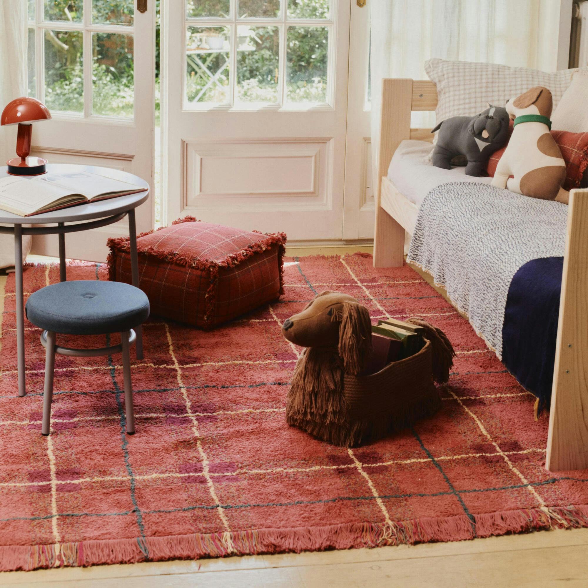 Washable Rug Tartan Vintage Red, Red