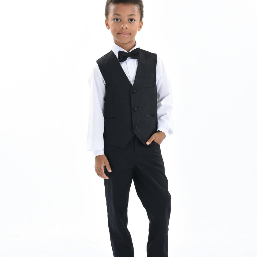 Black Print Vest & Bowtie