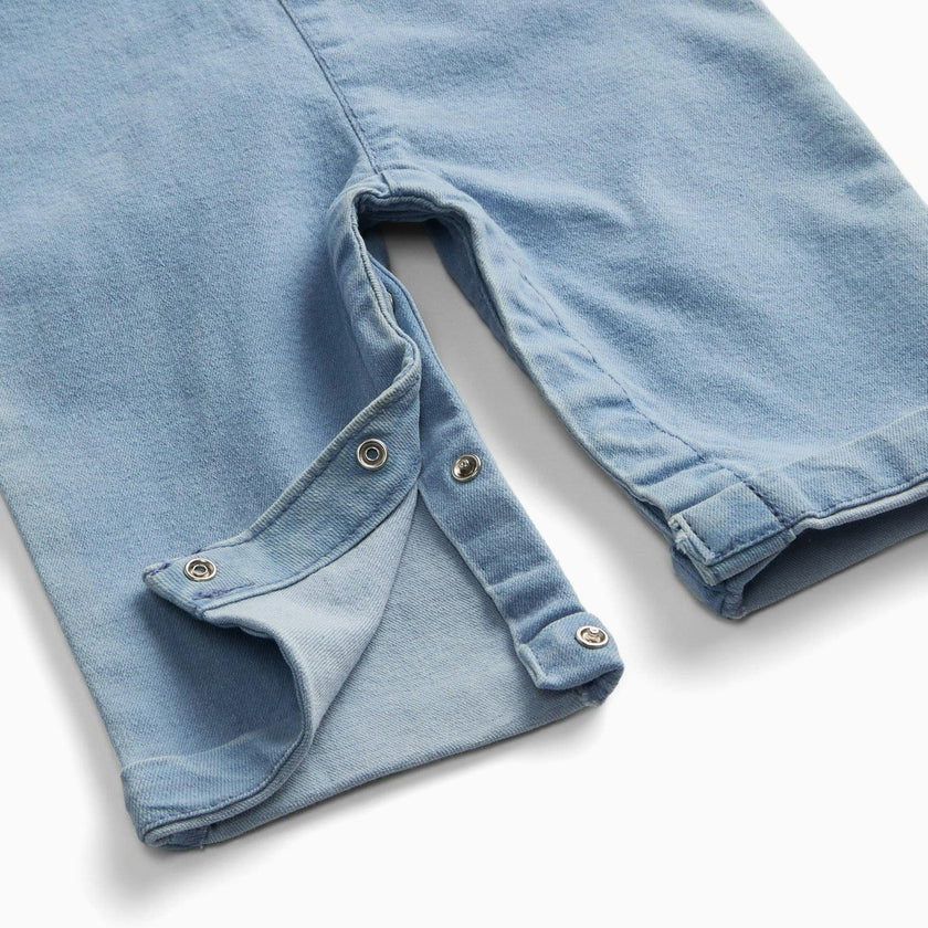 Light Blue Soft Denim Frilled Overalls