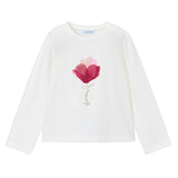White Long-Sleeve Flower Tee