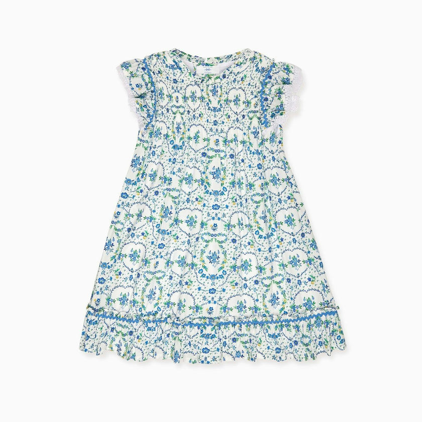 Nicky Hilton x La Coqueta Blue Bow Floral Lily-Grace Girl Empire Dress