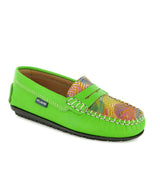 Penny Moccasins In Smooth Leather, Green Multicolor