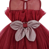 Red Isolara Tulle Glitter Bow Dress