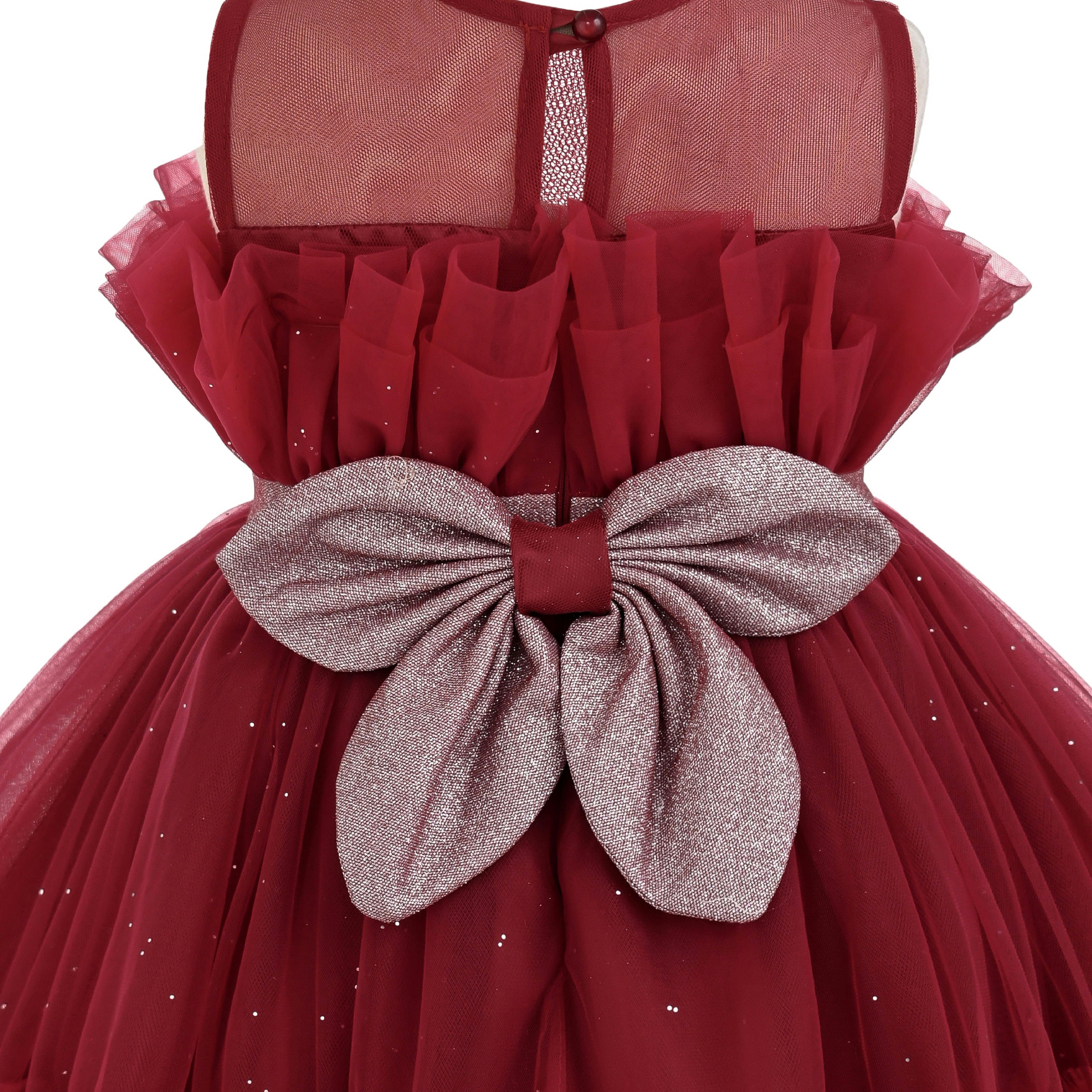 Red Isolara Tulle Glitter Bow Dress