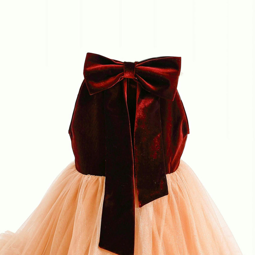Peach Tulle Pom-Pom Dress
