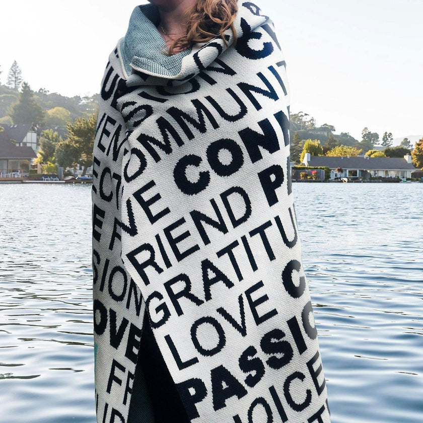 Custom Personalized Sustainable Knit Throw Blanket - Bold Values