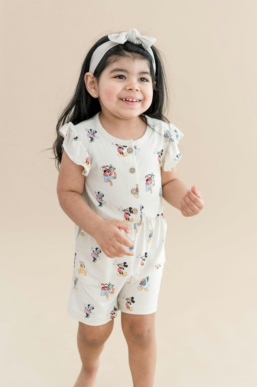 Flutter Sleeve Romper in Mickey Mouse and Friends