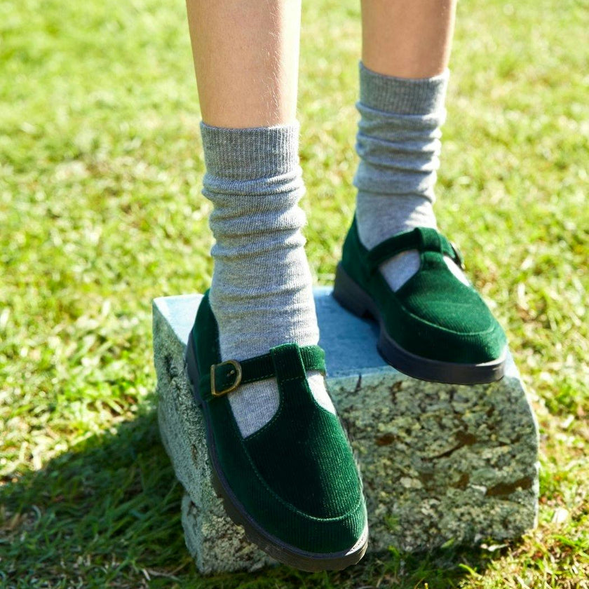 Berta Ribbed Velvet Mary Janes