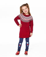 Knit Dress with Apple Jacquard Yoke