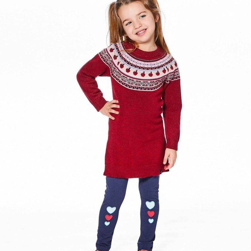 Knit Dress with Apple Jacquard Yoke