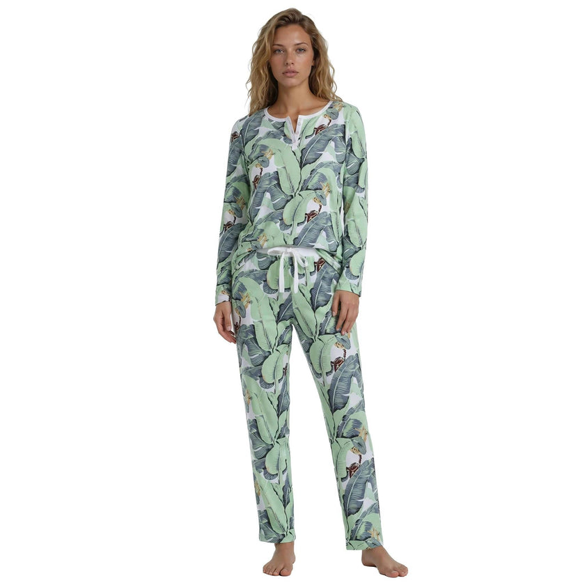 Women's Martinique® Green Jersey Long PJ Set