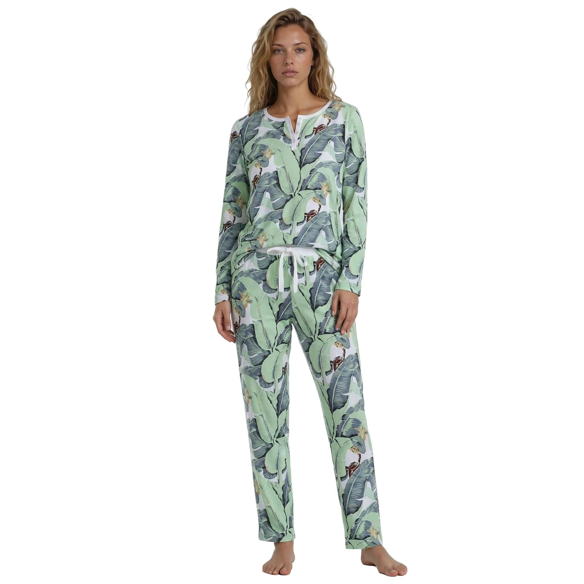 Women's Martinique® Green Jersey Long PJ Set