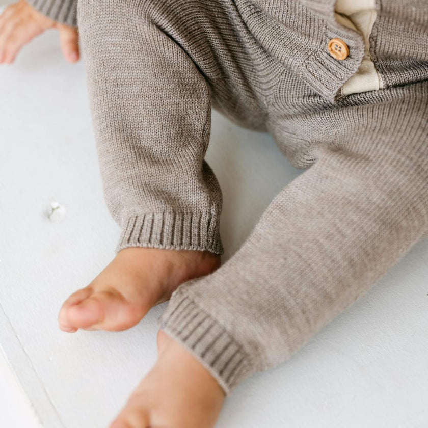 Merino Wool Joggers in Heather Brown