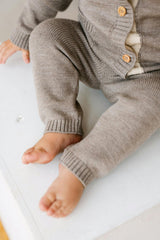 Merino Wool Joggers in Heather Brown