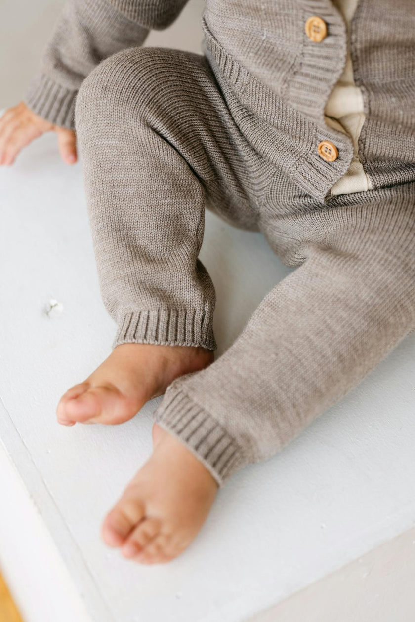 Merino Wool Joggers in Heather Brown