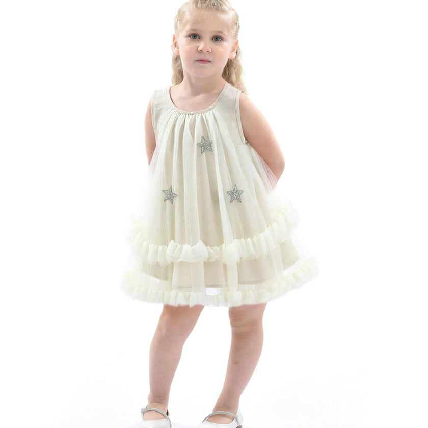 Mist Sleeveless Star Ruffle Dress